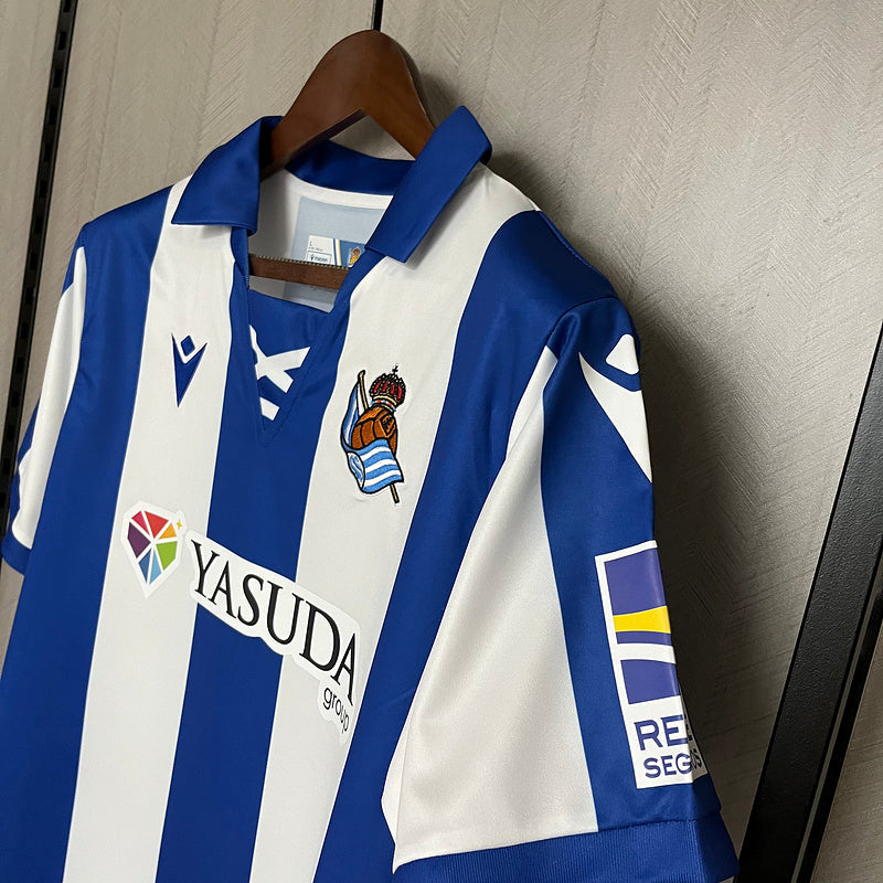 Camisa Real Sociedad Home 24/25  Torcedor Masculina - Azul e Branco