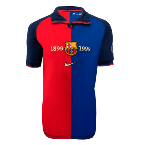Camisa Barcelona 100 Anos Retrô 1999 Azul e Grená - Nike - Garcêz Sports