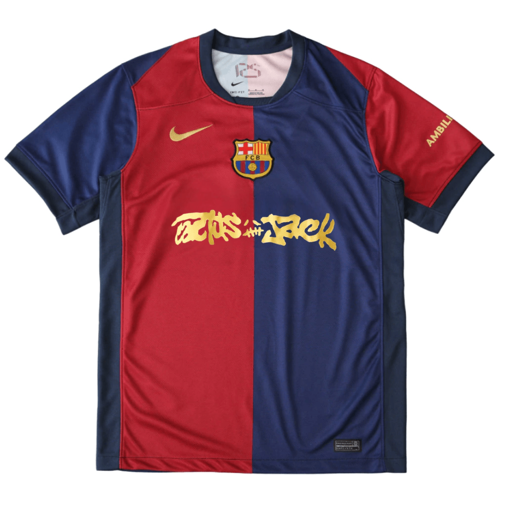 Camisa Barcelona Edição Especial Travis Scott 2025 Vermelha e Azul Masculina - Garcêz Sports
