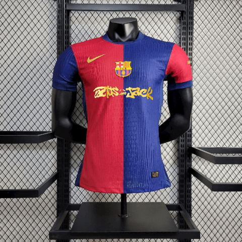 Camisa Barcelona Edição Especial Travis Scott 2025 Vermelha e Azul Masculina - Garcêz Sports