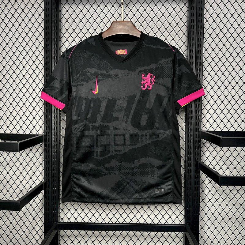 Camisa Chelsea III 24/25 - Preta com rosa - Garcêz Sports