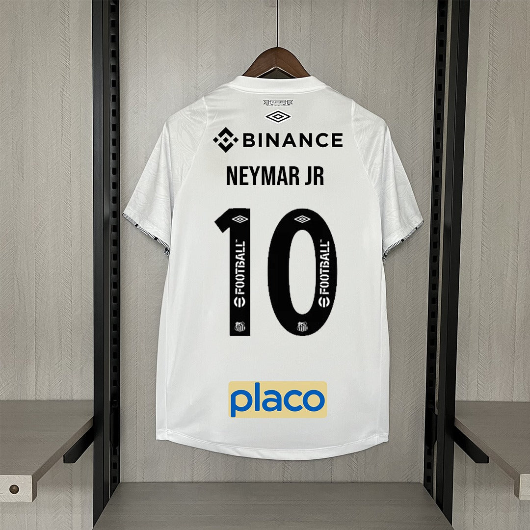 Camisa do Santos I 24/25 branca - Com patrocinios (Neymar Jr 10 Incluso) - Garcêz Sports