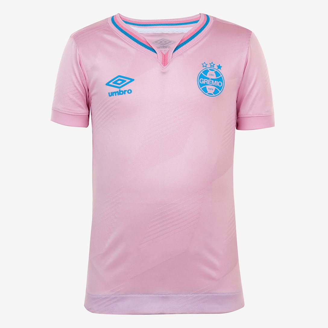 Camisa Grêmio Juvenil Outubro Rosa 24/25 s/n° Torcedor Umbro - Rosa+Azul - Garcêz Sports