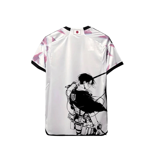 Camisa Japão Anime Attack on titan Levi 24/25 - Torcedor Masculina - Branco com detalhes em Preto - Garcêz Sports