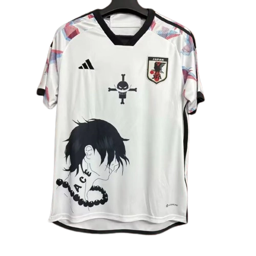 Camisa Japão Anime One Piece Ace 24/25 - Torcedor Masculina - Branco com detalhes em Preto