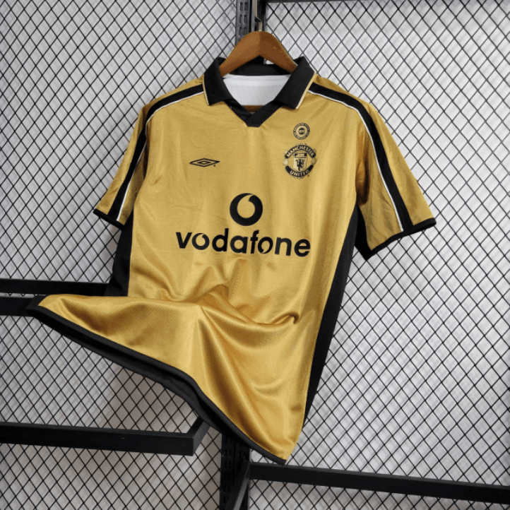 Camisa Manchester United Retro 2001/02 II Branca e Preta Umbro Dupla face - DA Sports Oficial