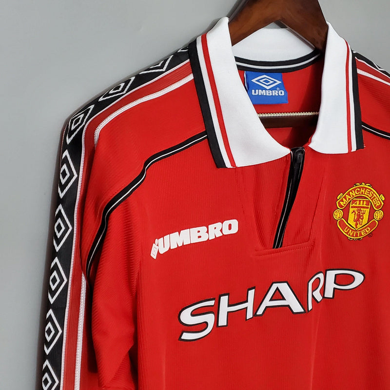 Camisa Manga Longa Manchester United 1998/99 Umbro - Vermelho - DA Sports Oficial