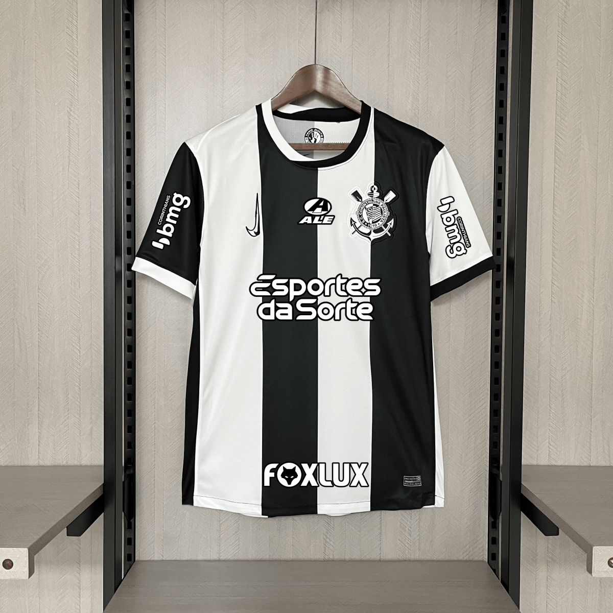 Camisa Nike Corinthians III 24/25 - Listrada preta e Branca (Com todos patrocinadores) - Garcêz Sports