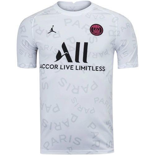 Camisa Pré - jogo PSG 21/22 Jordan - Branco - Garcêz Sports