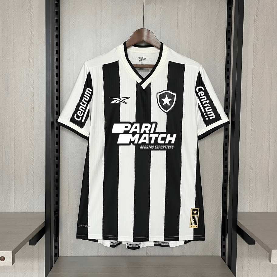 Camisa Reebok Botafogo 24/25 Casa - Preta e Branca (Com todos patrocinadores) - Garcêz Sports