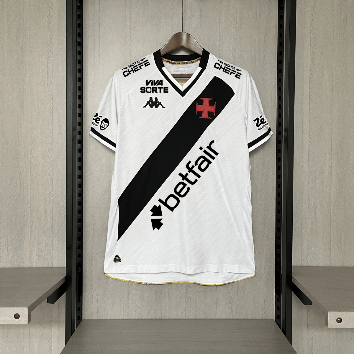Camisa Vasco I 2025 Kappa Masculina - Branca (Com todos patrocinadores) - Garcêz Sports