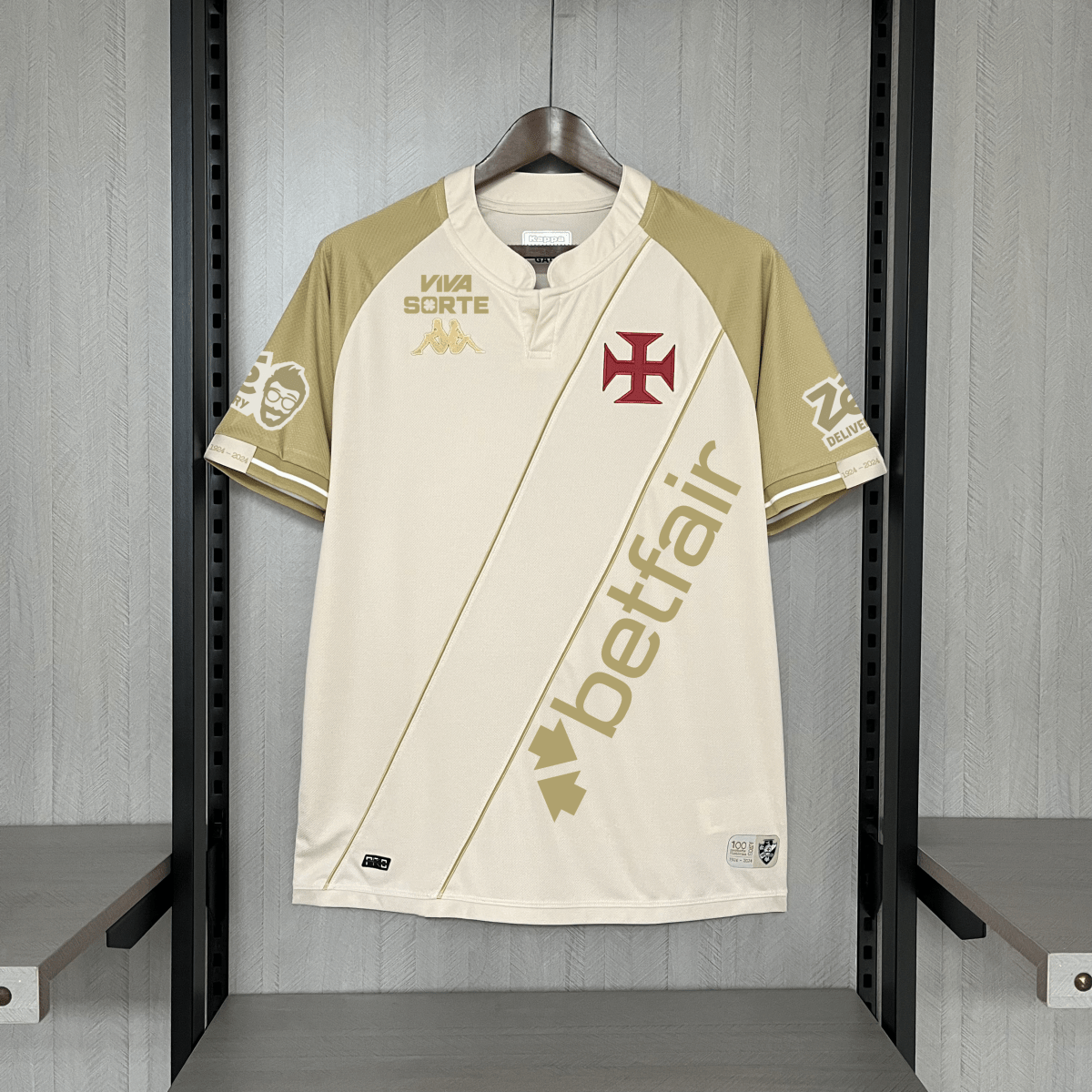 Camisa Vasco III 24/25 Kombat Kappa Masculina - Bege (com patrocinadores) - Garcêz Sports