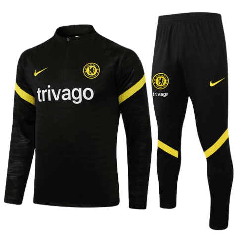 Conjunto Chelsea 21/22 Preta - Nike - Com Ziper - DA Sports Oficial