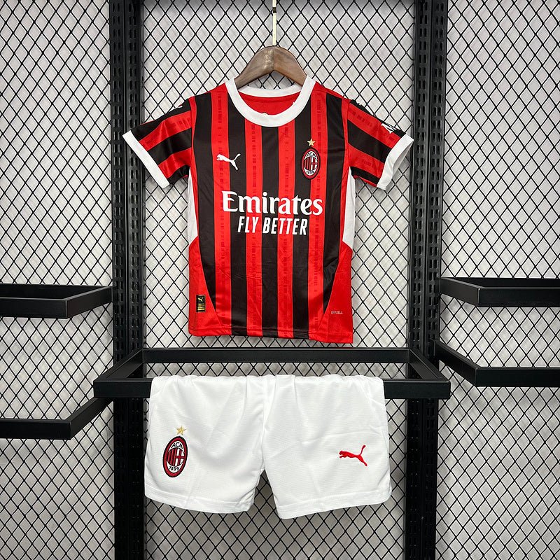 Conjunto Infantil Milan Home 24/25 - Vermelho e Preto - Garcêz Sports