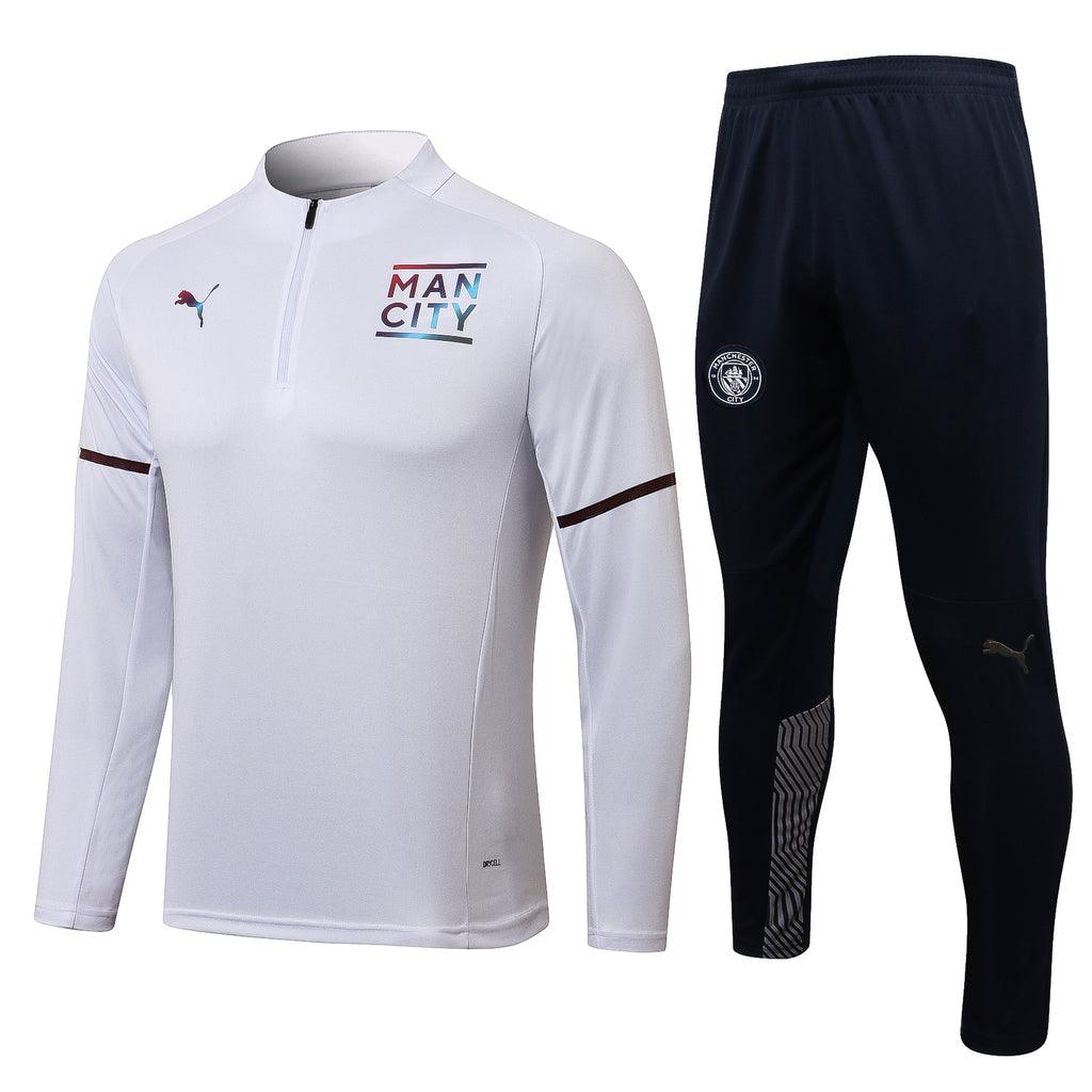 Conjunto Manchester City 21/22 Branca - Puma - Com Ziper - DA Sports Oficial