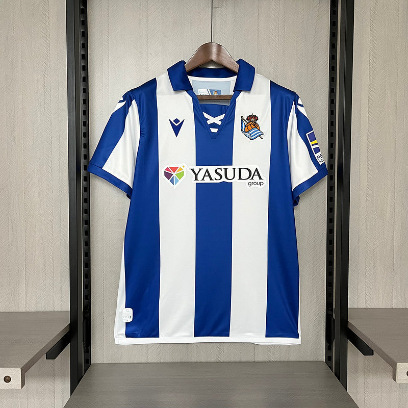 Camisa Real Sociedad Home 24/25  Torcedor Masculina - Azul e Branco