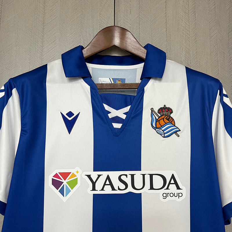 Camisa Real Sociedad Home 24/25  Torcedor Masculina - Azul e Branco