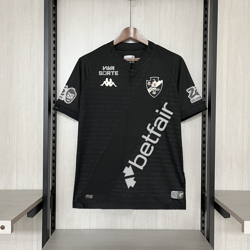 Camisa Vasco III 24/25 s/n° Kombat Jogador Kappa Masculina - Preto (Com Patrocinadores)
