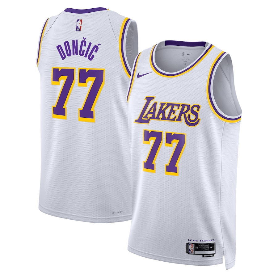 Regata NBA Nike Los Angeles Lakers nº 77 Luka Dončić Masculina - Branca - Garcêz Sports