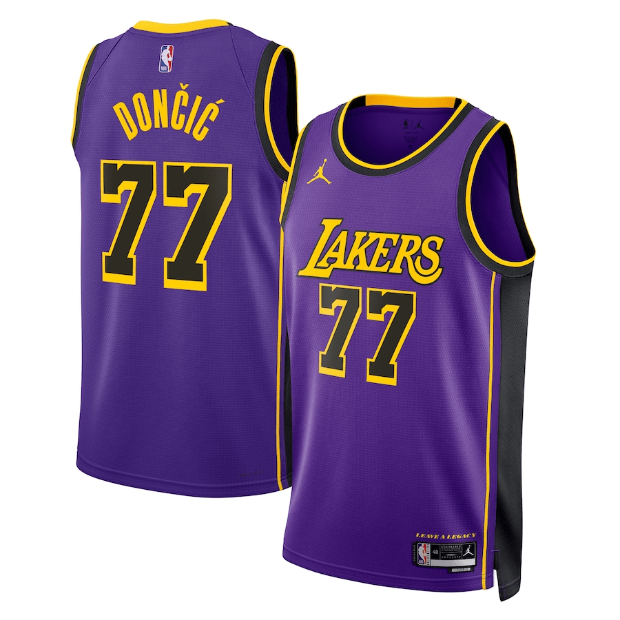 Regata NBA Nike Los Angeles Lakers nº 77 Luka Dončić Masculina - Roxo e Preto - Garcêz Sports