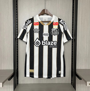 Camisa do Santos II 24/25 preta e branca - Com patrocinios (Neymar JR 10 Incluso)